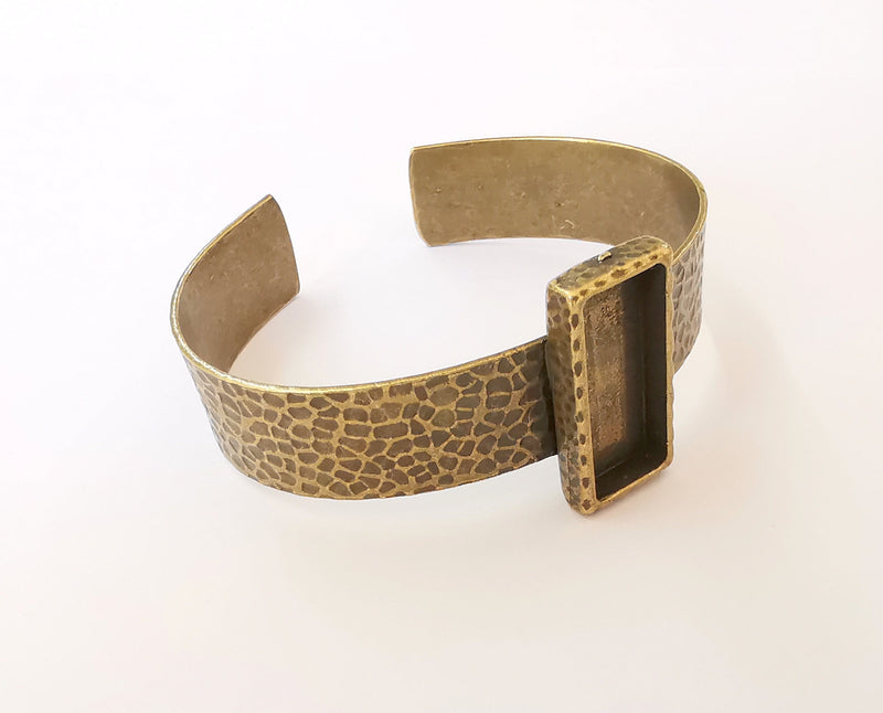 Bracelet Blank Resin Bezel Cuff Dry Flower inlay Blank Cuff Bezel Glass Cabochon Base Adjustable Antique Bronze (25x10mm blank ) G23330