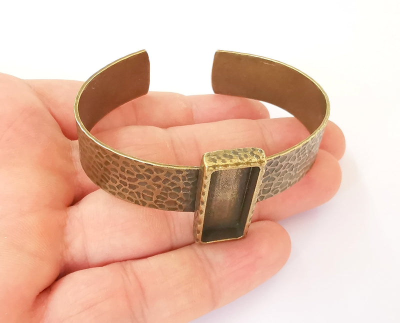 Bracelet Blank Resin Bezel Cuff Dry Flower inlay Blank Cuff Bezel Glass Cabochon Base Adjustable Antique Bronze (25x10mm blank ) G23330