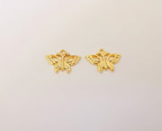 4 Butterfly Charms 24K Shiny Gold Plated Charm (19x15mm) G23335