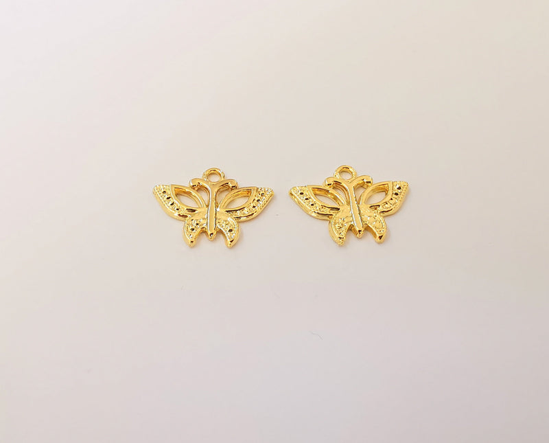 4 Butterfly Charms 24K Shiny Gold Plated Charm (19x15mm) G23335