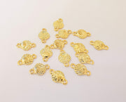 20 Oyster Sea Shell Connector Charms 24K Shiny Gold Plated Charms (16x10mm)  G23321