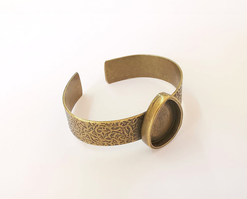 Bracelet Blank Resin Cuff Dry Flower inlay Blank Cuff Bezel Glass Cabochon Base Textured Adjustable Antique Bronze (25x18mm ) G23339