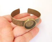 Bracelet Blank Resin Cuff Dry Flower inlay Blank Cuff Bezel Glass Cabochon Base Textured Adjustable Antique Bronze (22mm ) G23340
