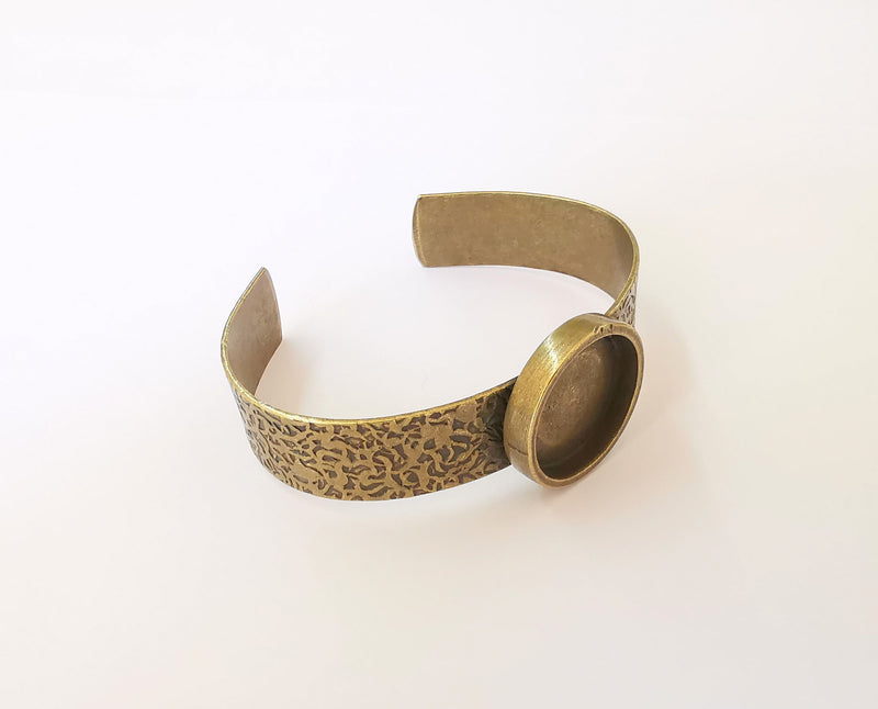 Bracelet Blank Resin Cuff Dry Flower inlay Blank Cuff Bezel Glass Cabochon Base Textured Adjustable Antique Bronze (22mm ) G23340