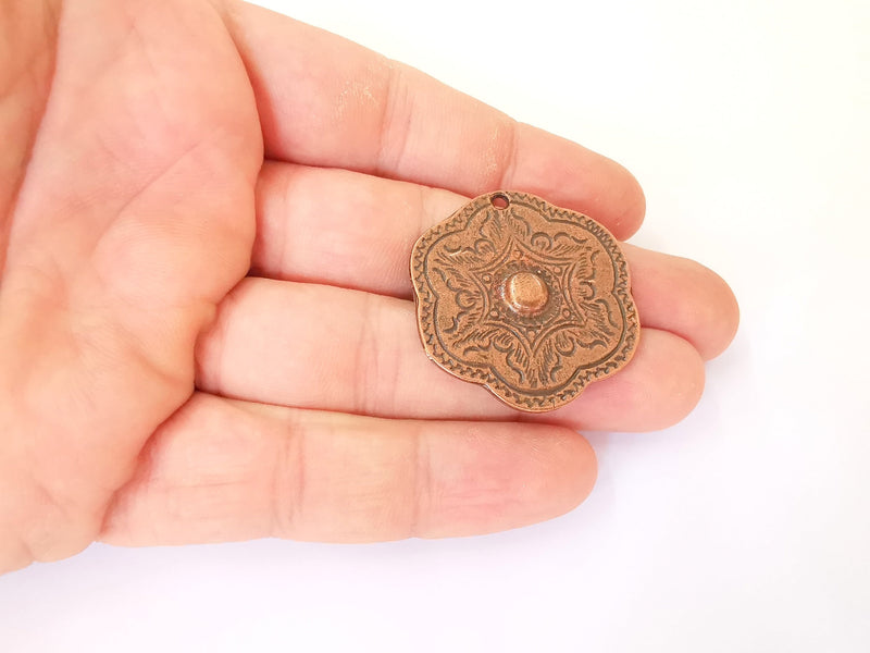 2 Copper Charms Antique Copper Plated Charms (36x35mm)  G23341