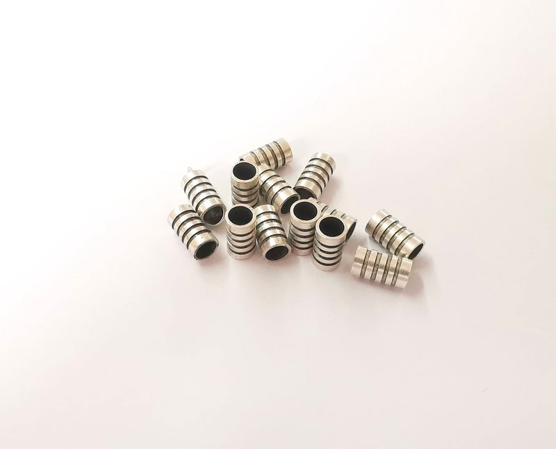 10 Antique silver rondelle beads (9x5mm) Antique silver plated beads G23764
