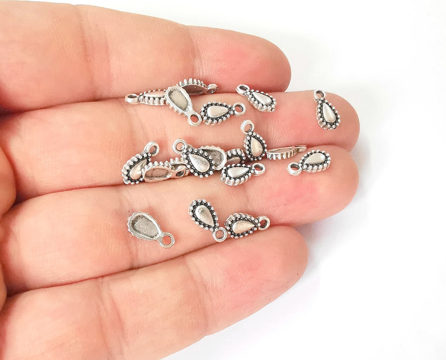 20 Drop charms Antique silver plated charms (11x5mm)  G23765