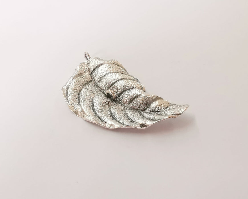 Leaf charms Antique silver plated brass charms (43x25mm)  G23770