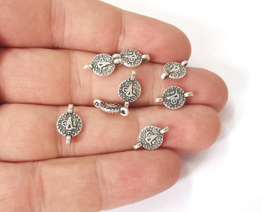 20 Coin charms connector Antique silver plated charms (13x8mm)  G23771