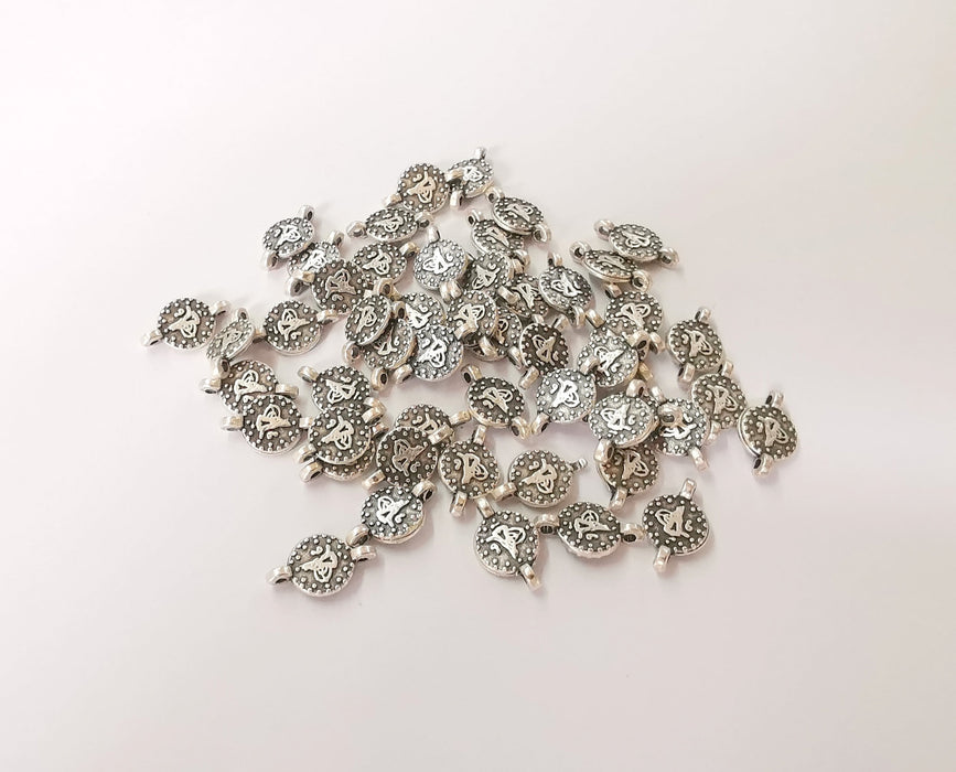 20 Coin charms connector Antique silver plated charms (13x8mm)  G23771