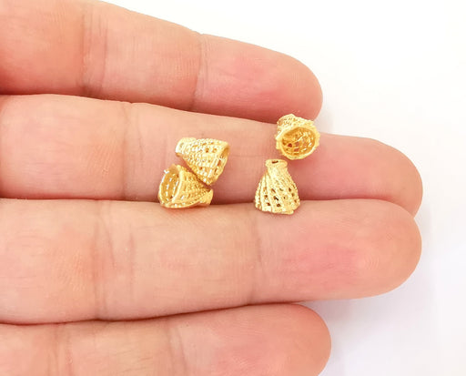 5 Cone findings , Gold plated brass G23776