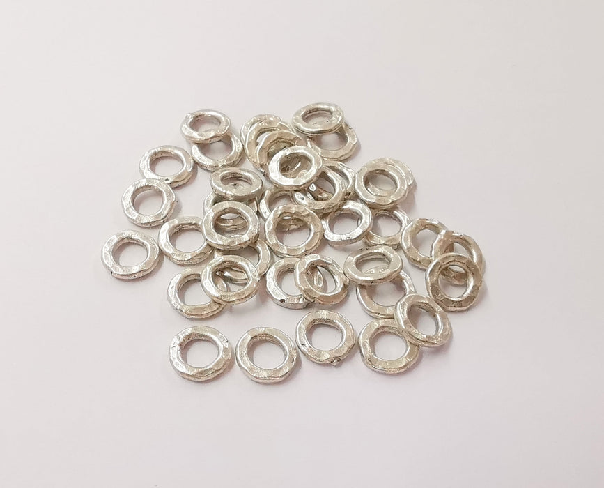 10 Hammered circle Antique silver plated findings (8mm) G23777