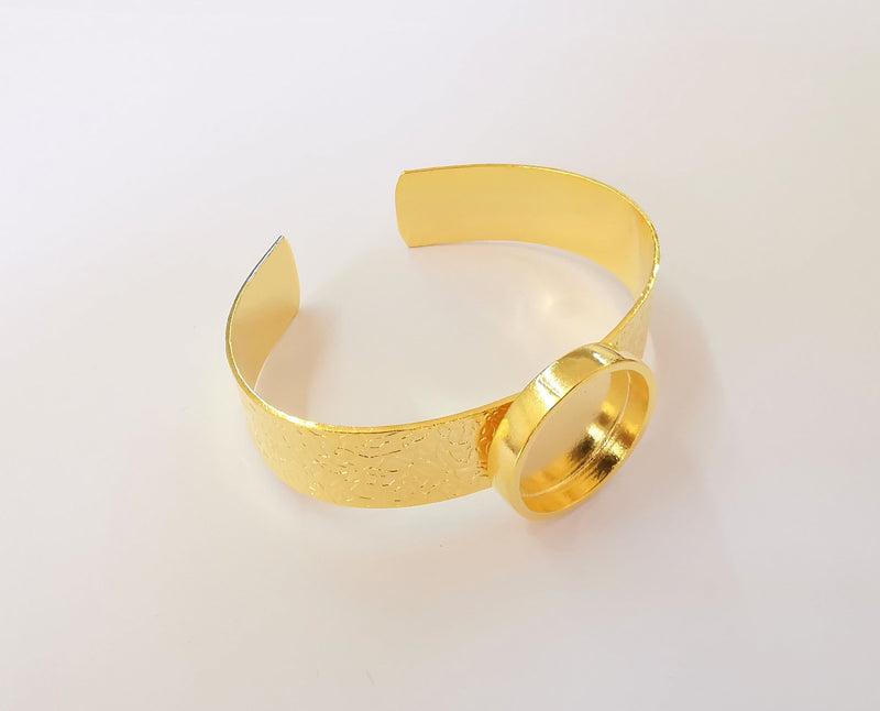 Bracelet Blank Resin Cuff Dry Flower inlay Blank Cuff Bezel Glass Cabochon Base Textured Adjustable Shiny Gold Plated (22mm ) G20955