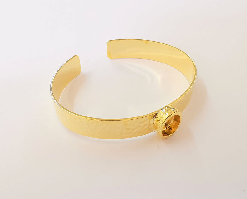 Bracelet Blank Resin Cuff Dry Flower inlay Blank Cuff Bezel Glass Cabochon Base Hammered Adjustable Shiny Gold Plated (10x8mm ) G23344