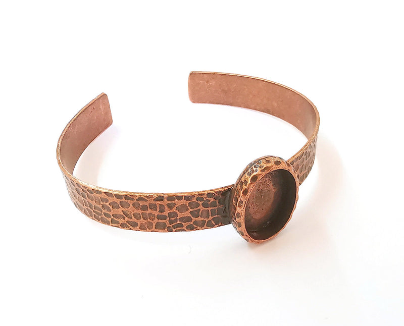 Bracelet blank Resin cuff Dry flower inlay blank Cuff bezel Glass cabochon base Hammered adjustable Antique copper (18x13mm ) G23346