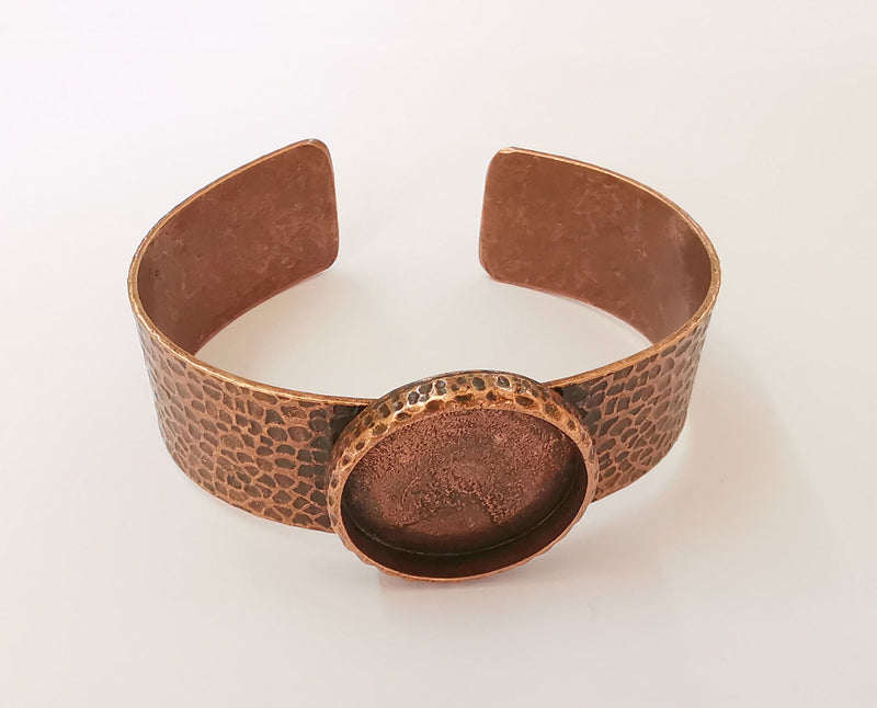 Bracelet blank Resin cuff Dry flower inlay blank Cuff bezel Glass cabochon base Hammered adjustable Antique copper (25mm ) G23347