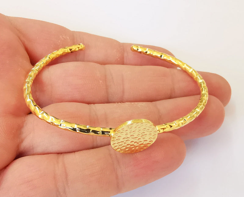 Shiny gold blanks Hammered bracelet blanks Cuff blanks Adjustable bracelet blank Gold plated bracelet (16 mm Blanks ) G23350