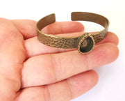Bracelet Blank Resin Cuff Dry Flower inlay Blank Cuff Bezel Glass Cabochon Base Hammered Adjustable Antique Bronze  (14x10mm ) G23363