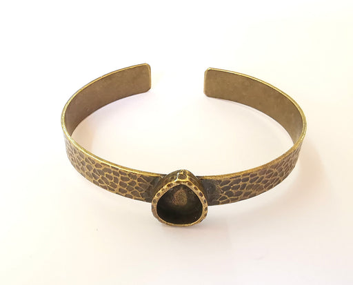 Bracelet Blank Resin Cuff Dry Flower inlay Blank Cuff Bezel Glass Cabochon Base Hammered Adjustable Antique Bronze  (14x10mm ) G23363