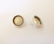 Earring blank base backs Silver resin blank cabochon base inlay blank mountings Antique silver plated metal (18mm blank) 1 Pair G23366