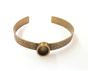 Bracelet blank Resin cuff Dry flower inlay blank Cuff bezel Glass cabochon base Textured adjustable antique bronze  (14x10mm ) G23375