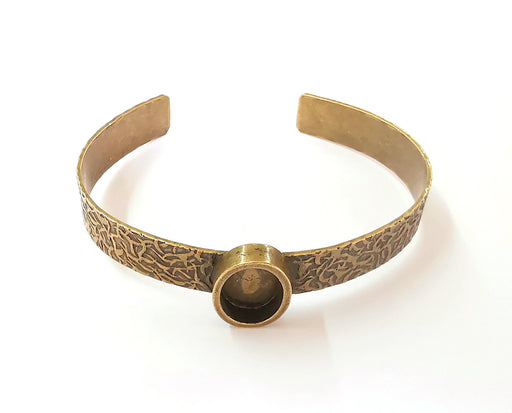 Bracelet blank Resin cuff Dry flower inlay blank Cuff bezel Glass cabochon base Textured adjustable antique bronze  (14x10mm ) G23375