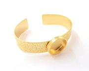 Bracelet blank Resin cuff Dry flower inlay blank Cuff bezel Glass cabochon base Textured adjustable matte gold plated (18mm ) G23376