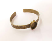 Bracelet blank Resin cuff Dry flower inlay blank Cuff bezel Glass cabochon base Textured adjustable antique bronze  (18x13mm ) G23377