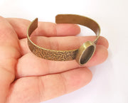 Bracelet blank Resin cuff Dry flower inlay blank Cuff bezel Glass cabochon base Textured adjustable antique bronze  (18x13mm ) G23377