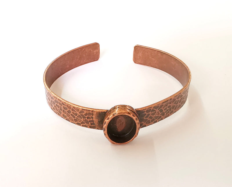 Bracelet blank Resin cuff Dry flower inlay blank Cuff bezel Glass cabochon base Hammered adjustable Antique copper (14x10mm ) G23386