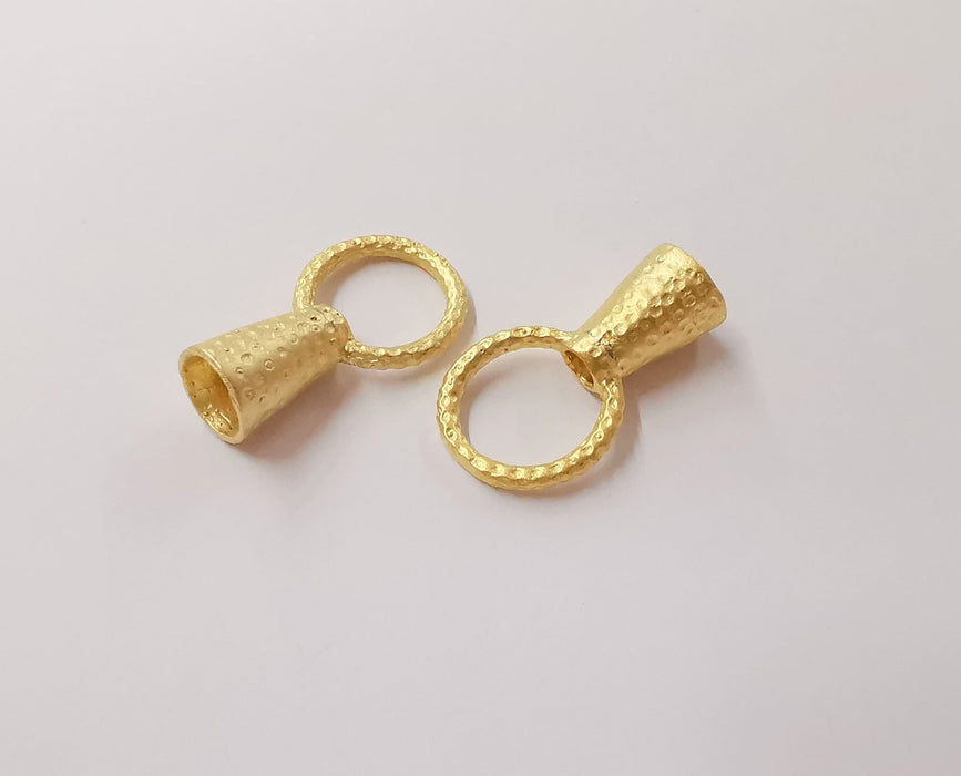 2 Hammered gold cone findings Gold plated brass findings  (27x16 mm)  G23783