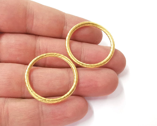 2 Gold circle findings Gold plated connector findings (30mm)  G23786