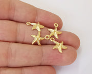 10 Starfish charms Gold plated brass charms (16x12mm)  G23791