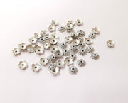 20 Flower bead caps Antique silver plated bead caps , Findings  (7 mm)  G23795