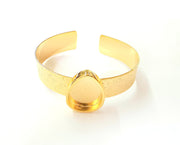 Bracelet blank Resin cuff Dry flower inlay blank Cuff bezel Glass cabochon base Textured adjustable Shiny gold plated (25x18mm ) G23387
