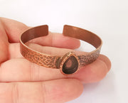 Bracelet blank Resin cuff Dry flower inlay blank Cuff bezel Glass cabochon base Hammered adjustable Antique copper (14x10mm ) G23388