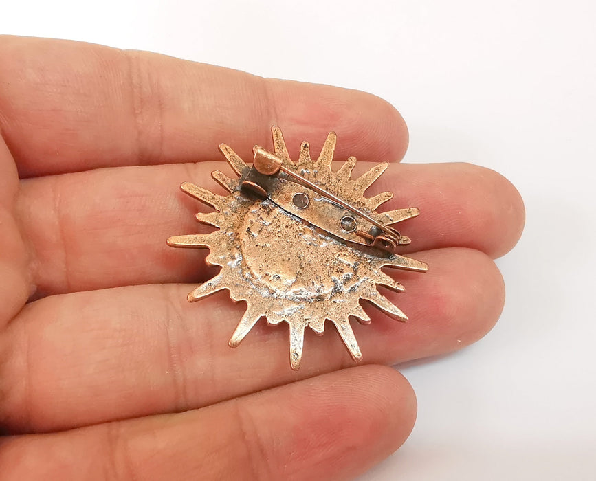 Sun brooch Holders pin Brooch blanks Brooch bezel Antique copper plated Brooch pin findings  (16mm Bezel size)  G23392