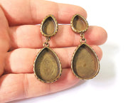 Earring blank backs Hammered antique bronze Resin base inlay blank Cabochon mountings Antique Bronze (25x18 + 14x10mm blanks) 1 pair G23397