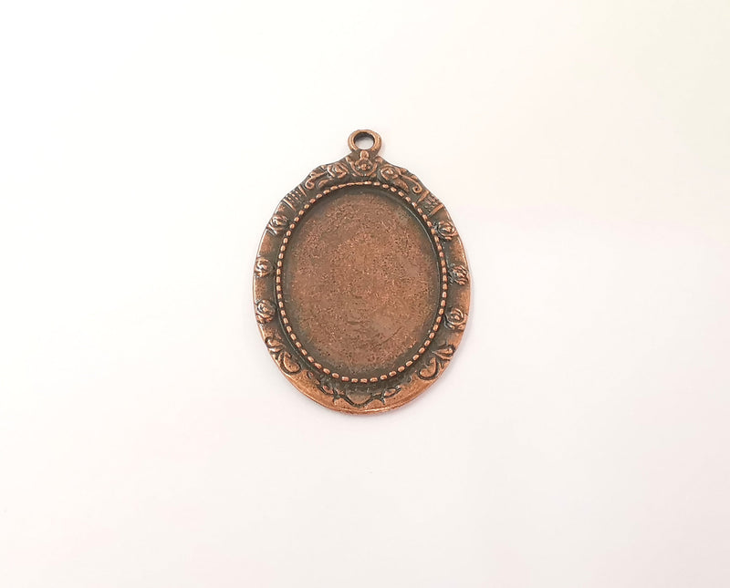 2 Leaves frame pendant blank Antique copper plated pendant (52x34mm) (34x25mm Blank Size)  G23804