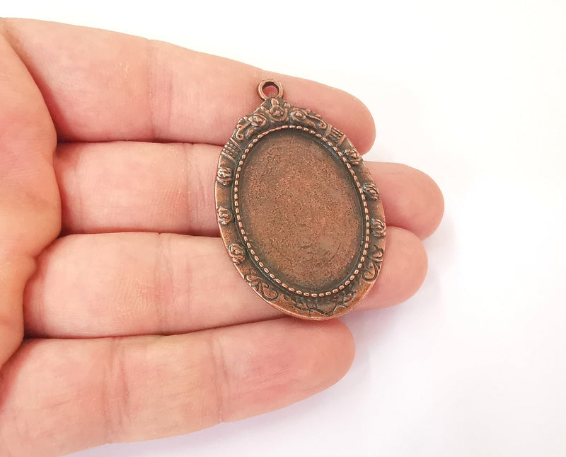 2 Leaves frame pendant blank Antique copper plated pendant (52x34mm) (34x25mm Blank Size)  G23804