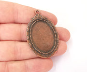 2 Leaves frame pendant blank Antique copper plated pendant (52x34mm) (34x25mm Blank Size)  G23804