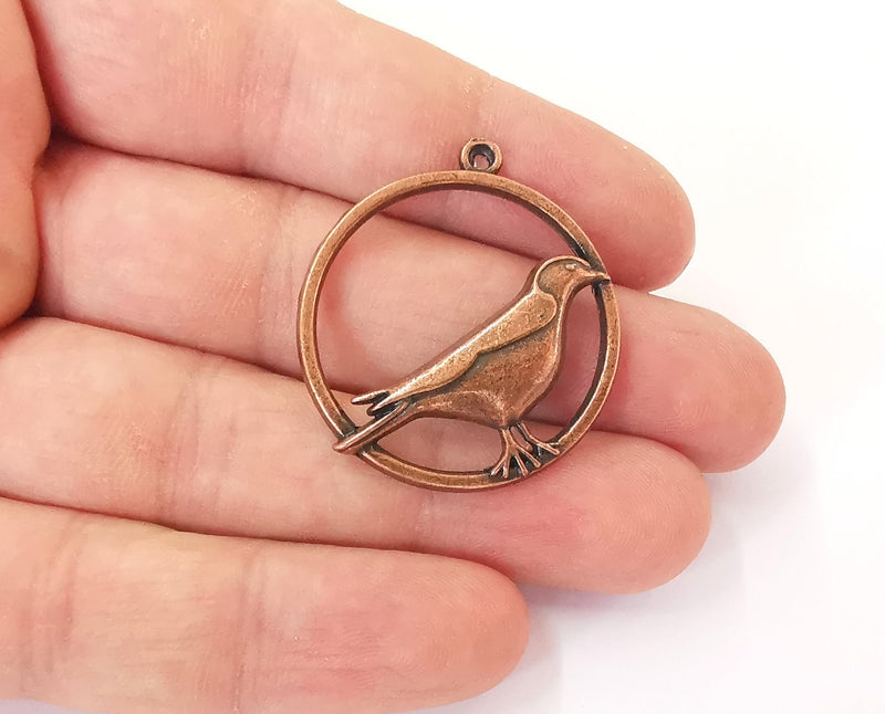 2 Bird charms Copper plated charms (36x33mm)  G23805