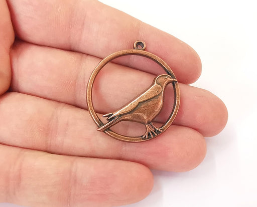 2 Bird charms Copper plated charms (36x33mm)  G23805