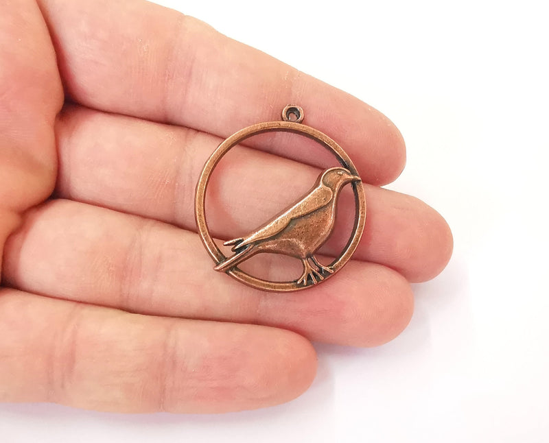 2 Bird charms Copper plated charms (36x33mm)  G23805