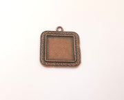 2 Square frame pendant Blank antique copper plated pendant (34x29mm) (20mm Blank Size)  G23807