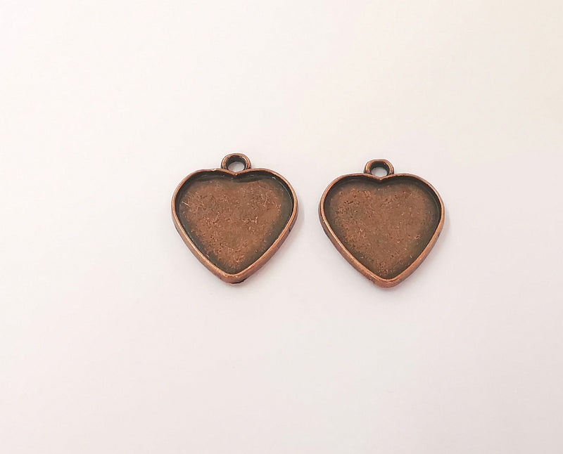 4 Heart charms blank bezel Resin bezel mosaic mountings Copper plated charms (25x21mm)( 19x18 mm Bezel Inner Size)  G23809