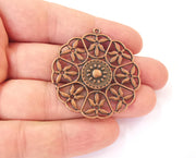 2 Flower pendant Copper plated charms ( 46x43mm ) G23810