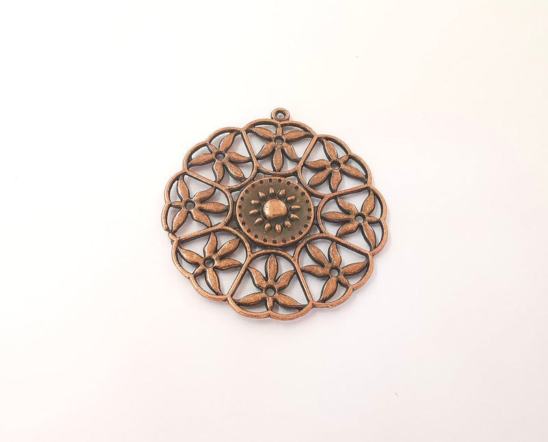 2 Flower pendant Copper plated charms ( 46x43mm ) G23810