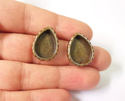 Earring blank backs Antique bronze resin base inlay blank cabochon mountings setting Antique bronze plated  (18x13mm blank) 1 pair G23399