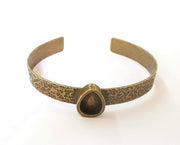 Bracelet blank Resin cuff Dry flower inlay blank Cuff bezel Glass cabochon base Textured adjustable antique bronze  (14x10mm ) G23403